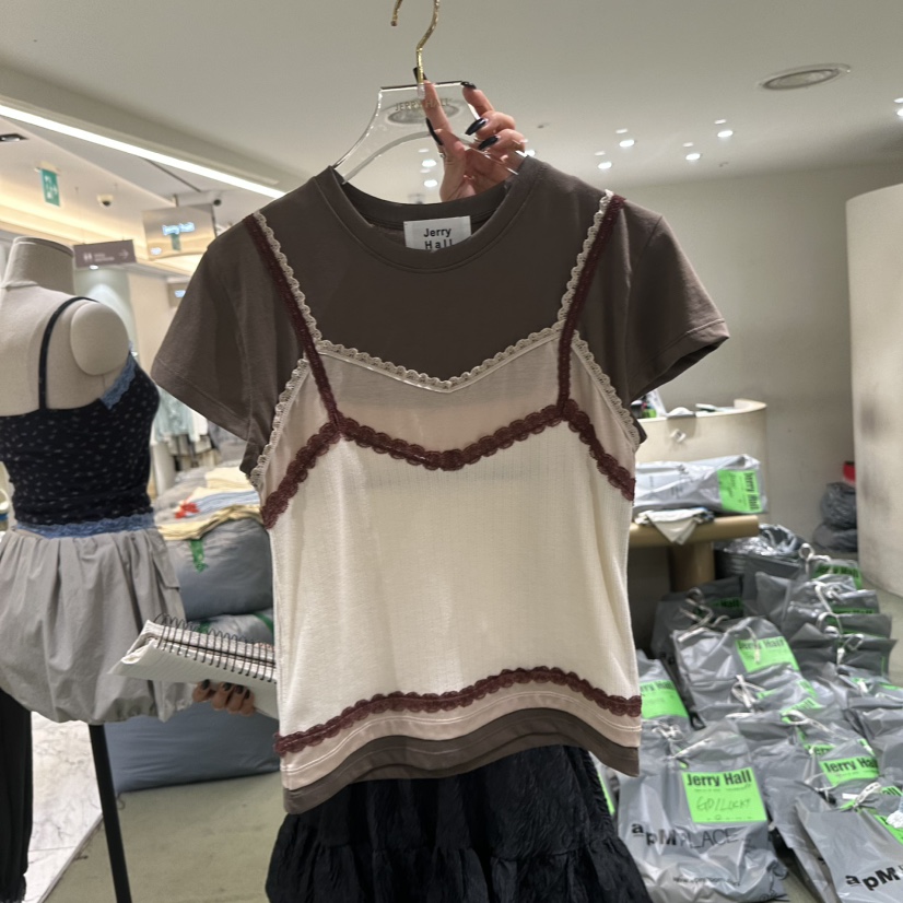 JERRY HALL-P韓國直郵女士新款休閑人氣推薦時尚T恤假兩件JERRY HALLT恤圖色1