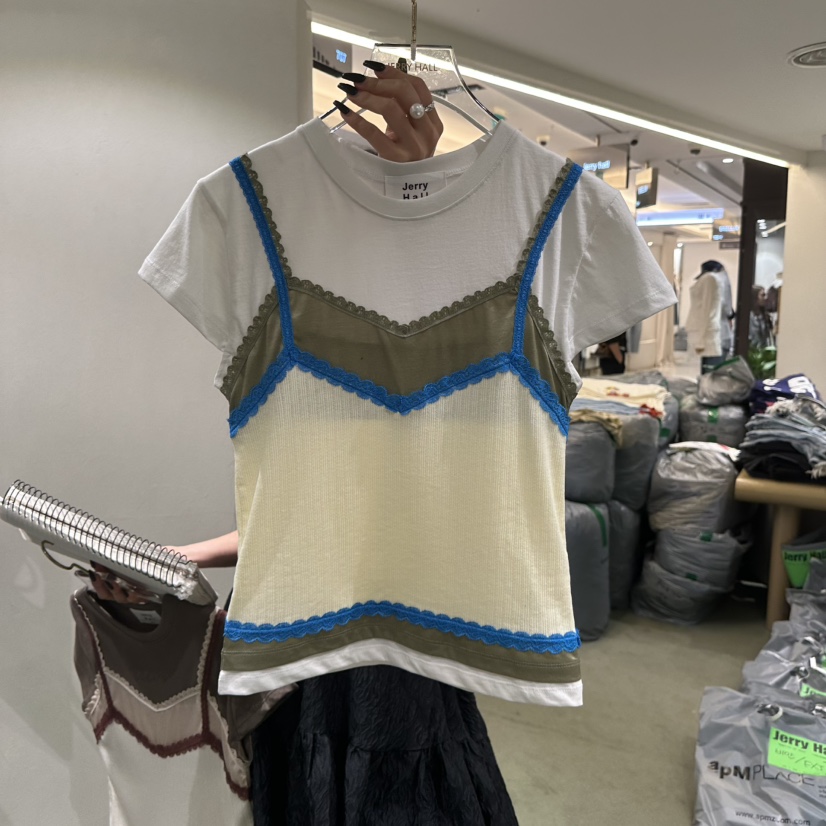 JERRY HALL-P韓國直郵女士新款休閑人氣推薦時尚T恤假兩件JERRY HALLT恤圖色2