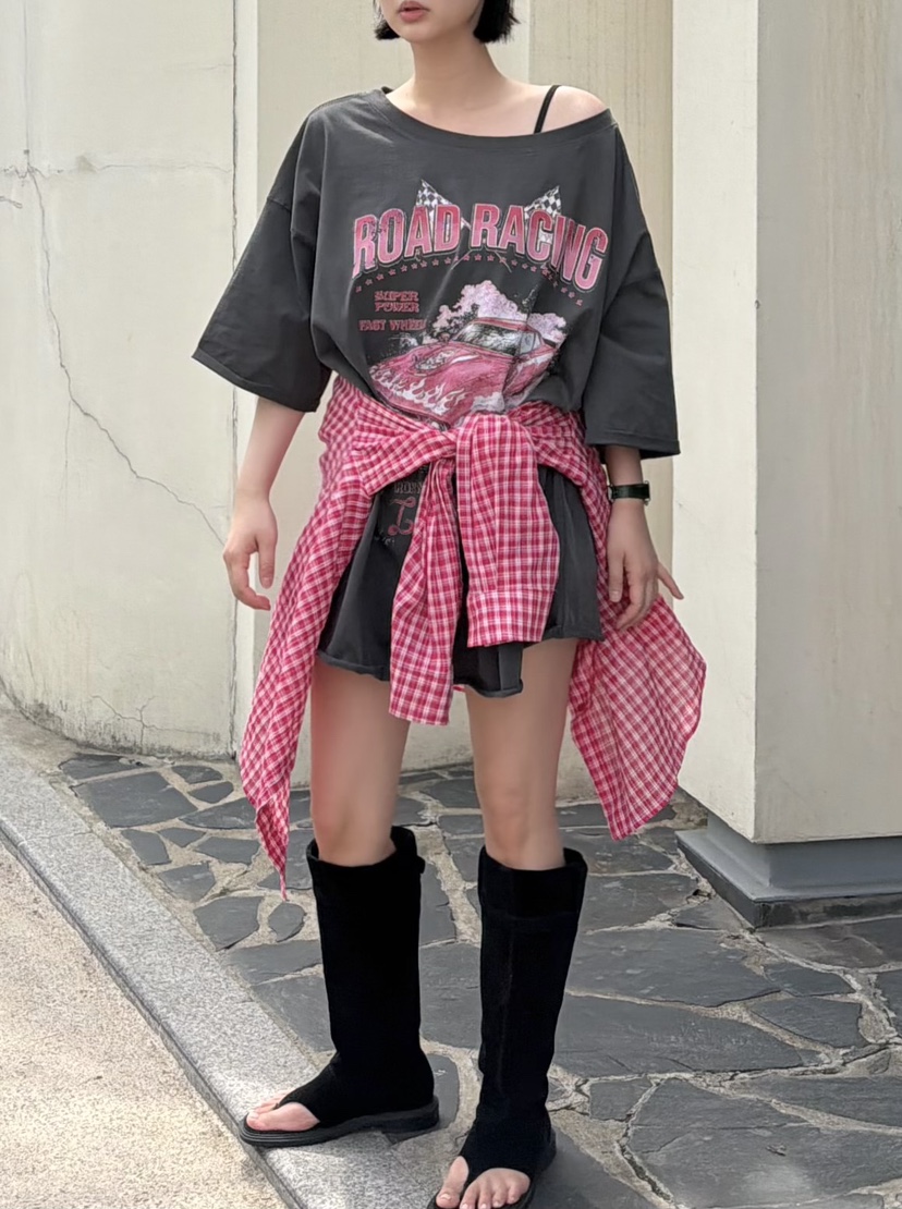 THE LINE-Q韓國東大門直郵女裝新品26春夏職業休閑人氣T恤THE LINE-QT恤