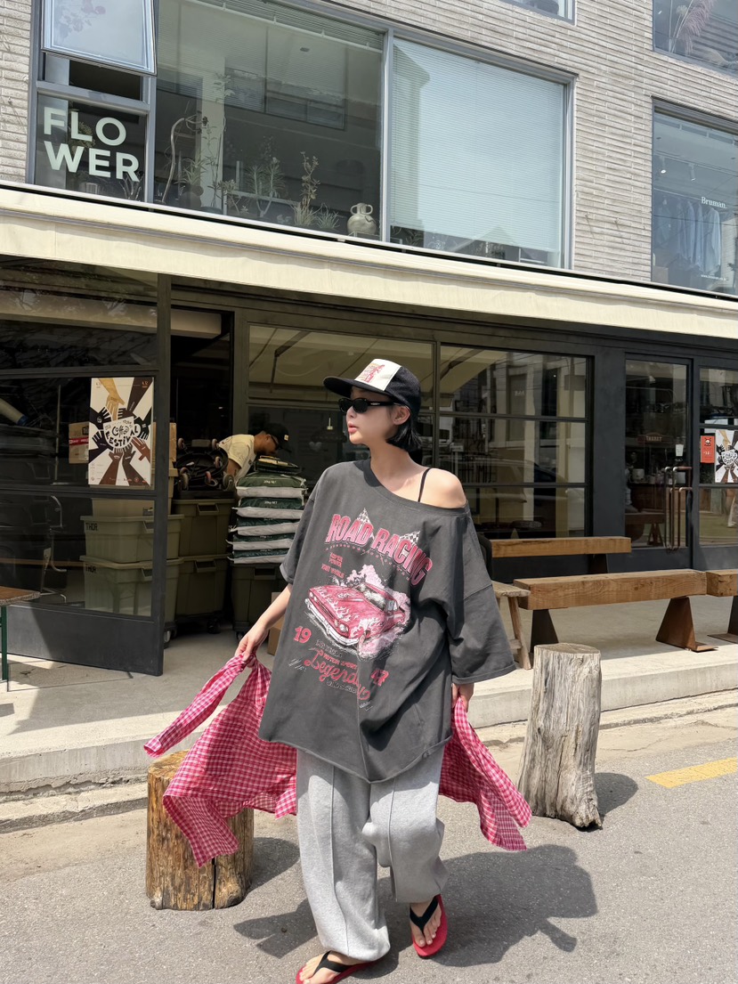 THE LINE-Q韓國東大門直郵女裝新品26春夏職業休閑人氣T恤THE LINE-QT恤