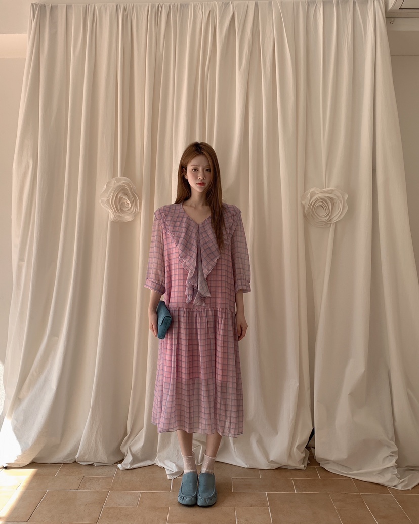 MAISONDEGLORY韓國直郵女士新品推薦26春夏人氣連衣裙格子MAISON DE GLORY連衣裙