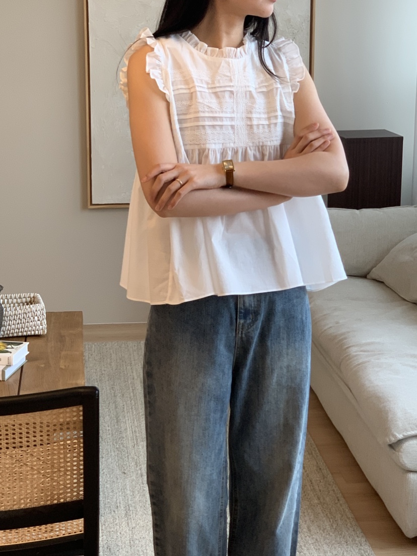 NOUVEAU韓國東大門代購女裝新品人氣推薦襯衫蕾絲衫蕾絲花NOUVEAU襯衫/蕾絲衫