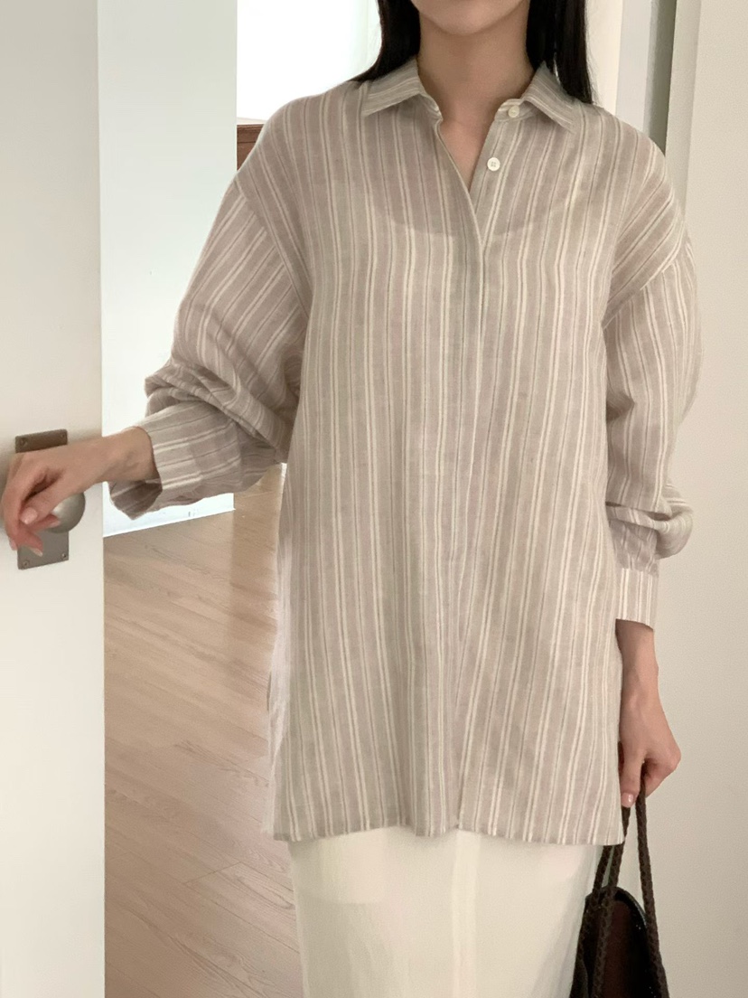 BINUS韓國東大門代購女士新品人氣時尚休閑襯衫蕾絲衫亞麻BINUS襯衫/蕾絲衫