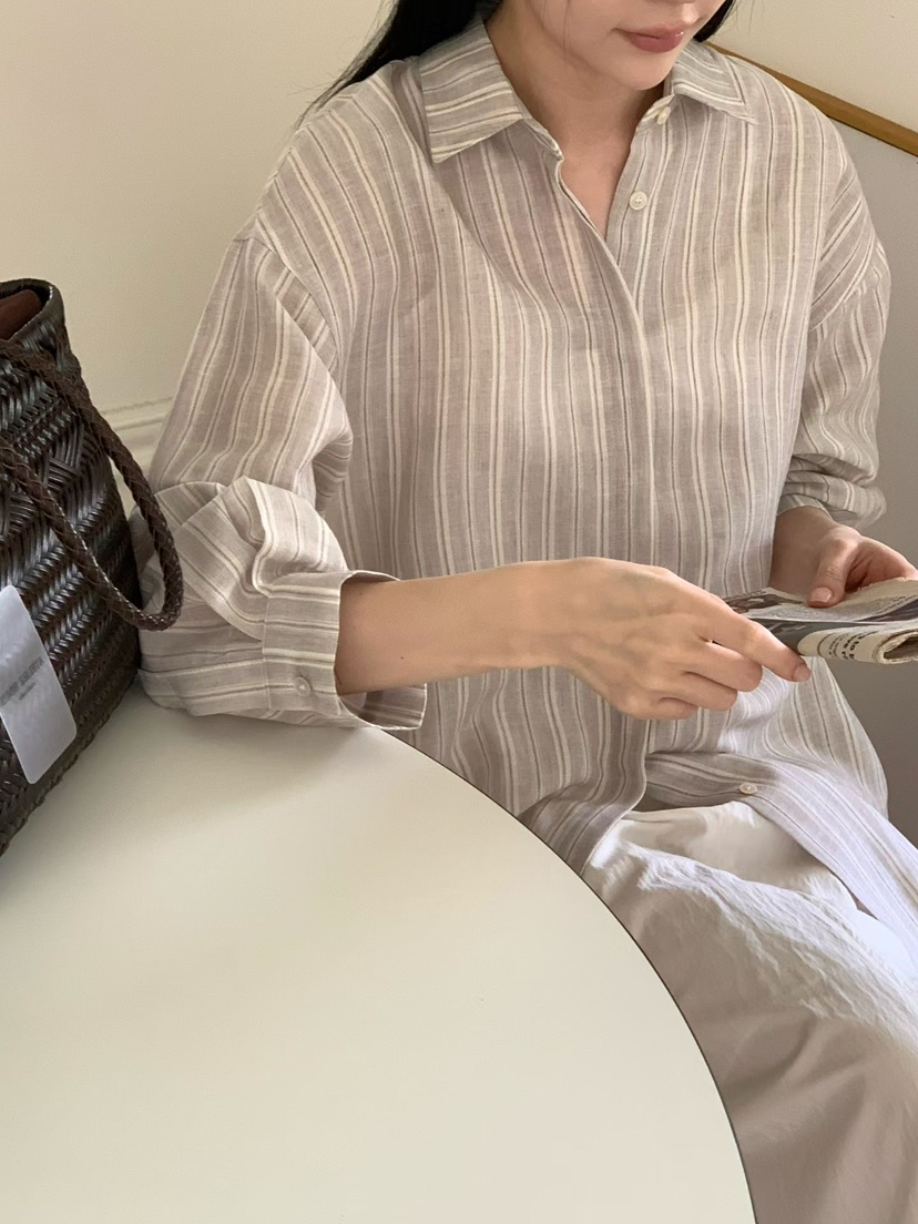 BINUS韓國東大門代購女士新品人氣時尚休閑襯衫蕾絲衫亞麻BINUS襯衫/蕾絲衫