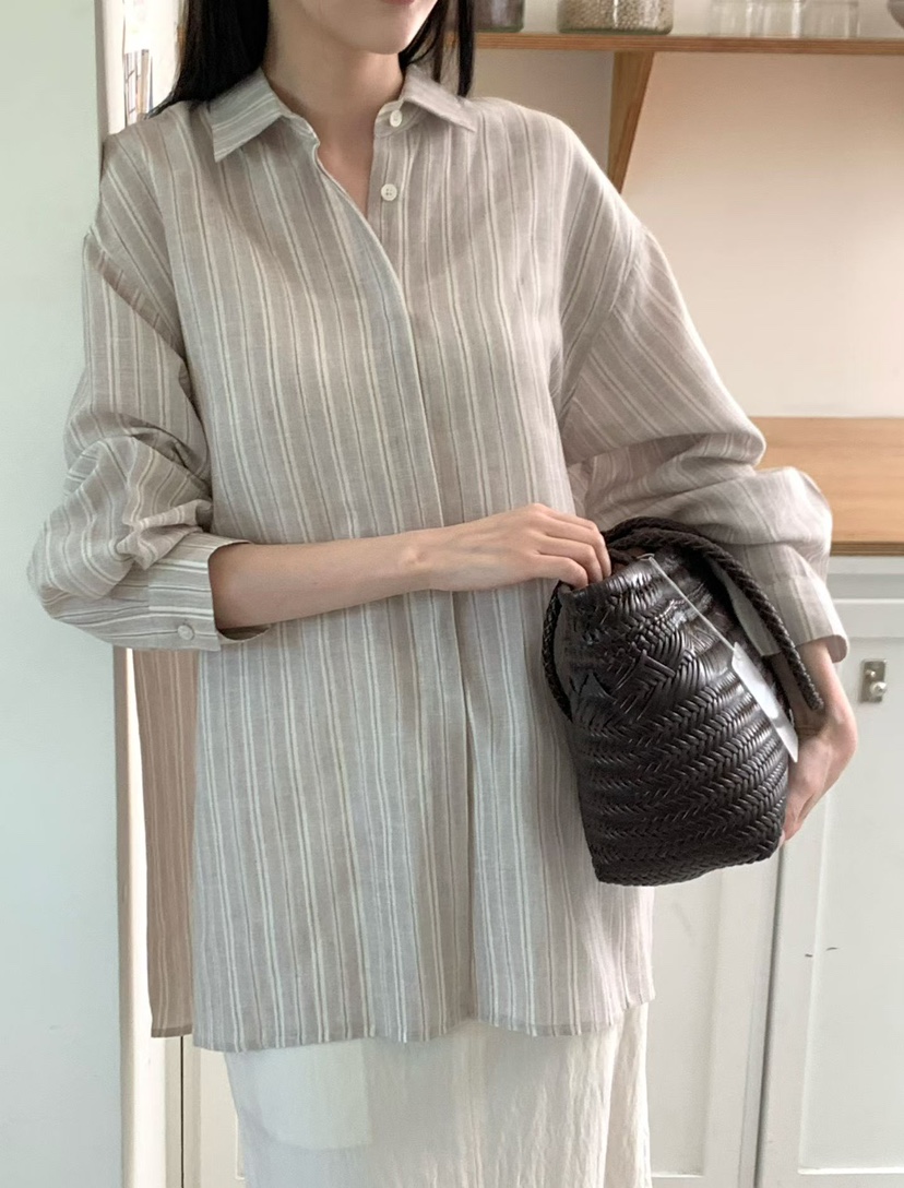 BINUS韓國東大門代購女士新品人氣時尚休閑襯衫蕾絲衫亞麻BINUS襯衫/蕾絲衫