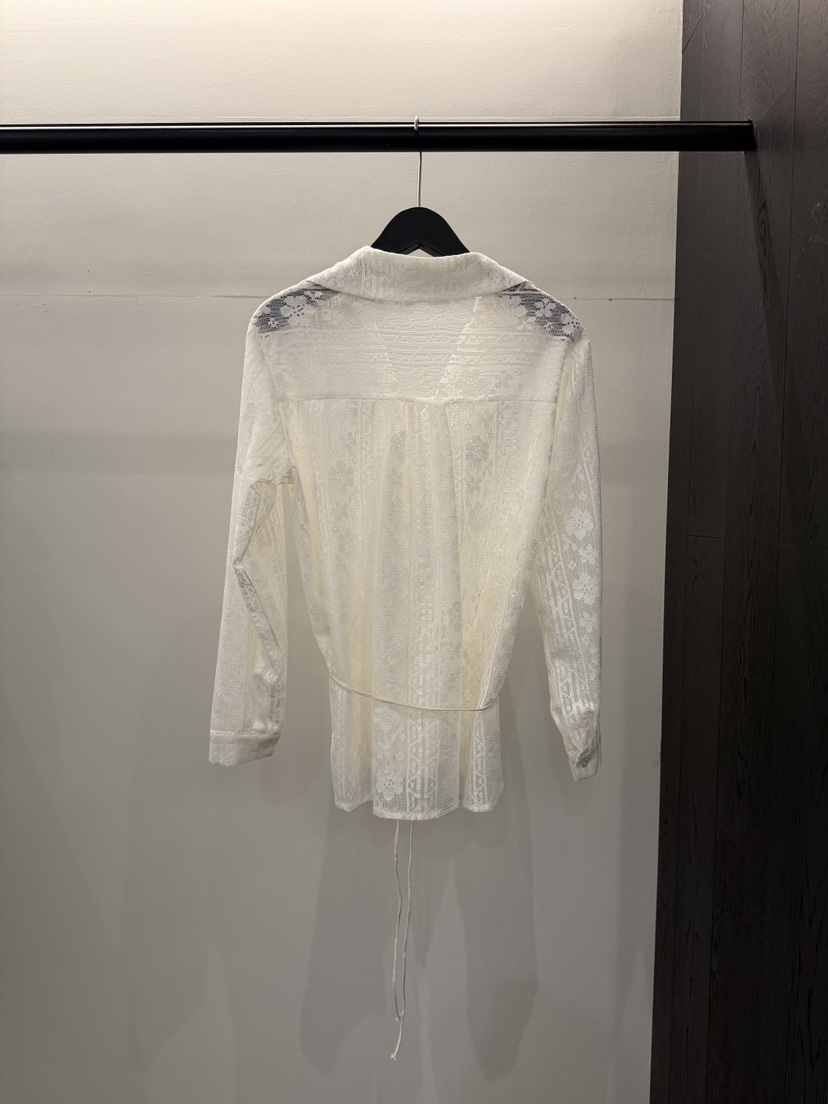 MURMUR韓國東大門代購女裝新品熱賣休閑襯衫蕾絲衫含腰繩MURMUR襯衫/蕾絲衫