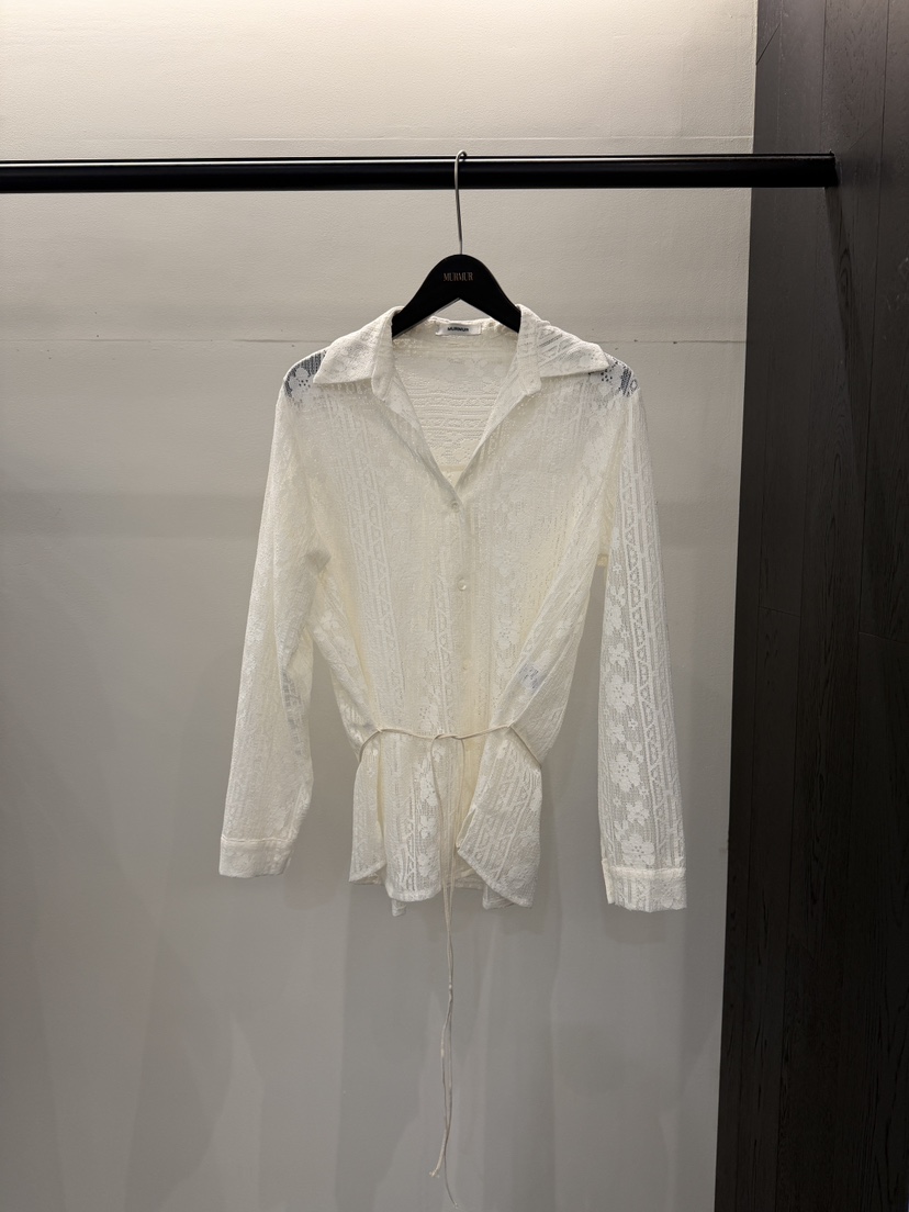 MURMUR韓國東大門代購女裝新品熱賣休閑襯衫蕾絲衫含腰繩MURMUR襯衫/蕾絲衫圖色1