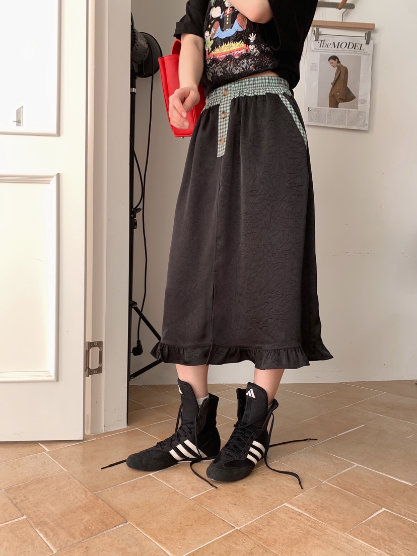 MAISONDEGLORY韓國代購女士新款人氣休閑熱賣時尚長裙格子MAISON DE GLORY長裙圖色2