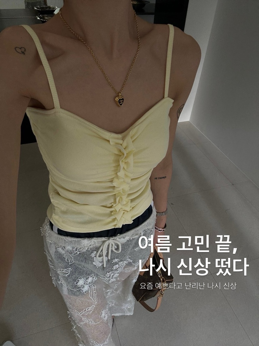 ZEROZERO韓國直郵實拍女裝新品職業推薦休閑吊帶背心荷葉邊ZEROZERO吊帶/背心圖色1