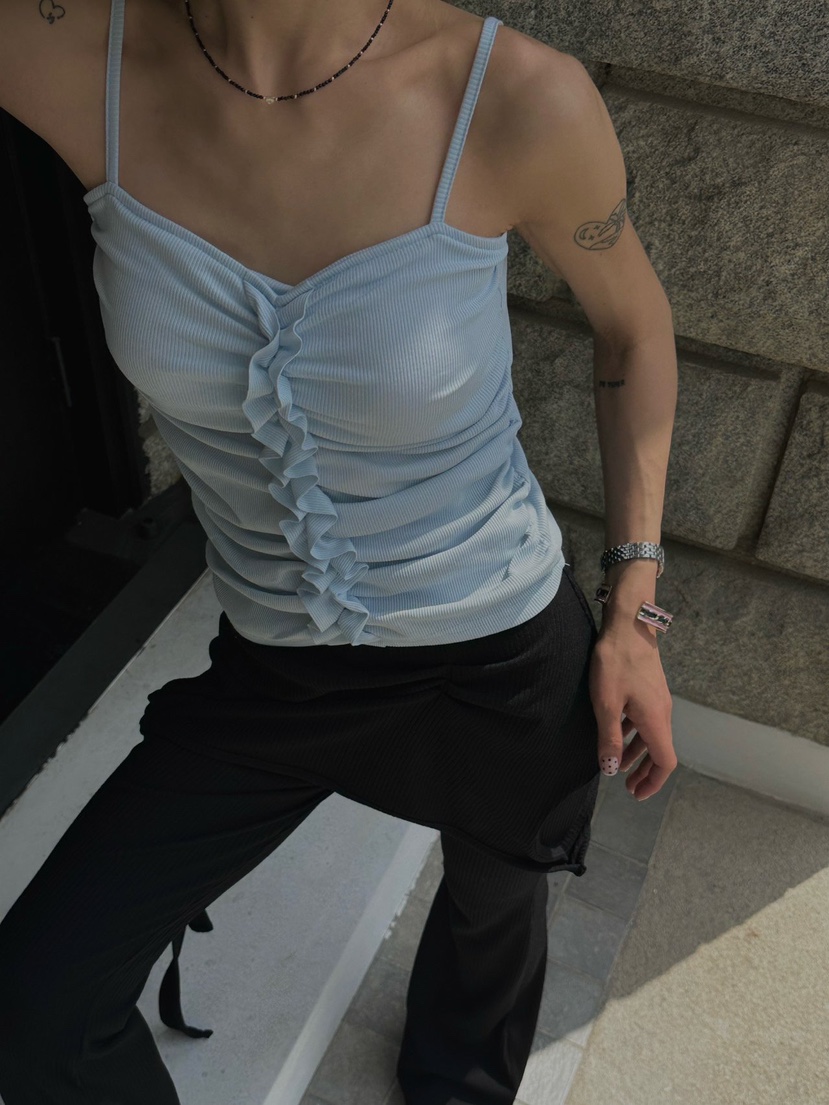 ZEROZERO韓國直郵實拍女裝新品職業推薦休閑吊帶背心荷葉邊ZEROZERO吊帶/背心圖色2