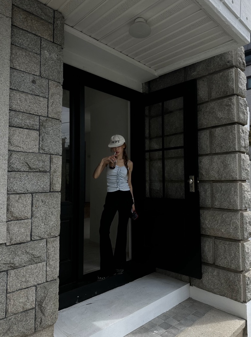 ZEROZERO韓國代購女士新款熱賣推薦人氣職業裙褲不對稱羅紋ZEROZERO裙褲