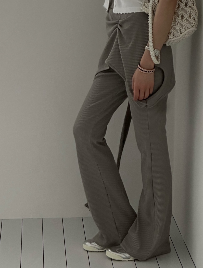 ZEROZERO韓國代購女士新款熱賣推薦人氣職業裙褲不對稱羅紋ZEROZERO裙褲