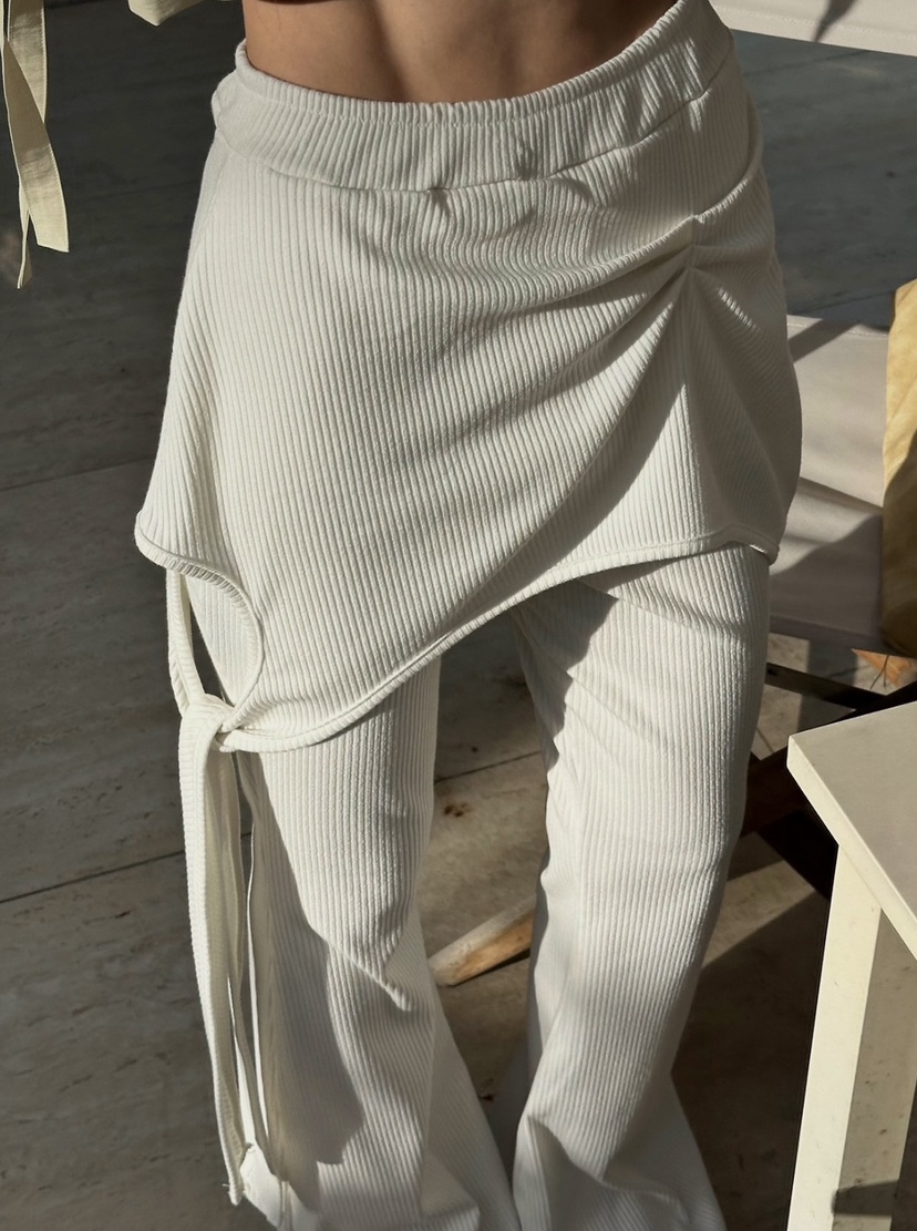 ZEROZERO韓國代購女士新款熱賣推薦人氣職業裙褲不對稱羅紋ZEROZERO裙褲