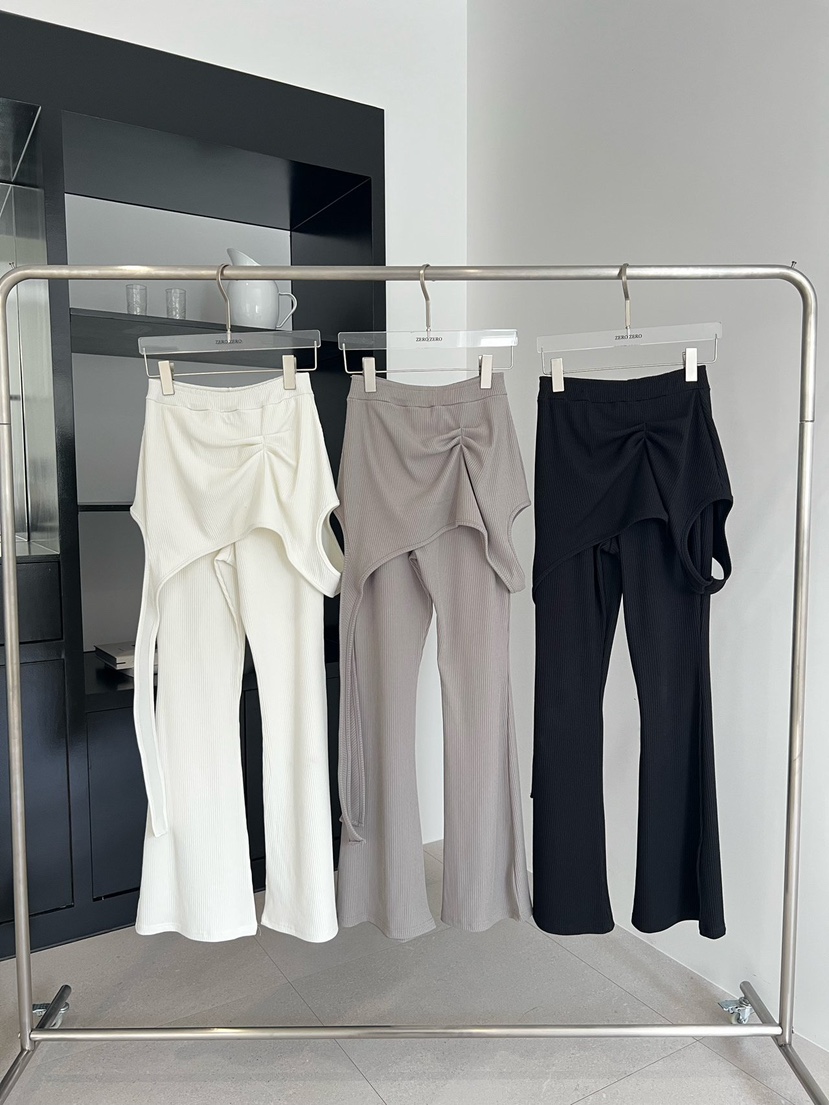 ZEROZERO韓國代購女士新款熱賣推薦人氣職業裙褲不對稱羅紋ZEROZERO裙褲