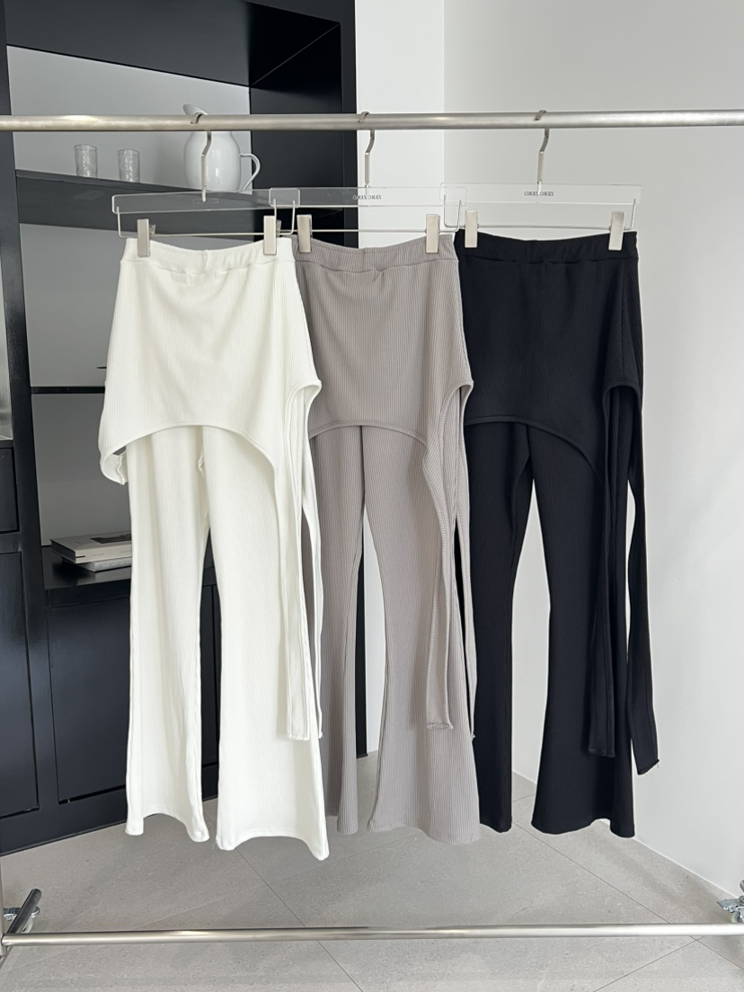 ZEROZERO韓國代購女士新款熱賣推薦人氣職業裙褲不對稱羅紋ZEROZERO裙褲