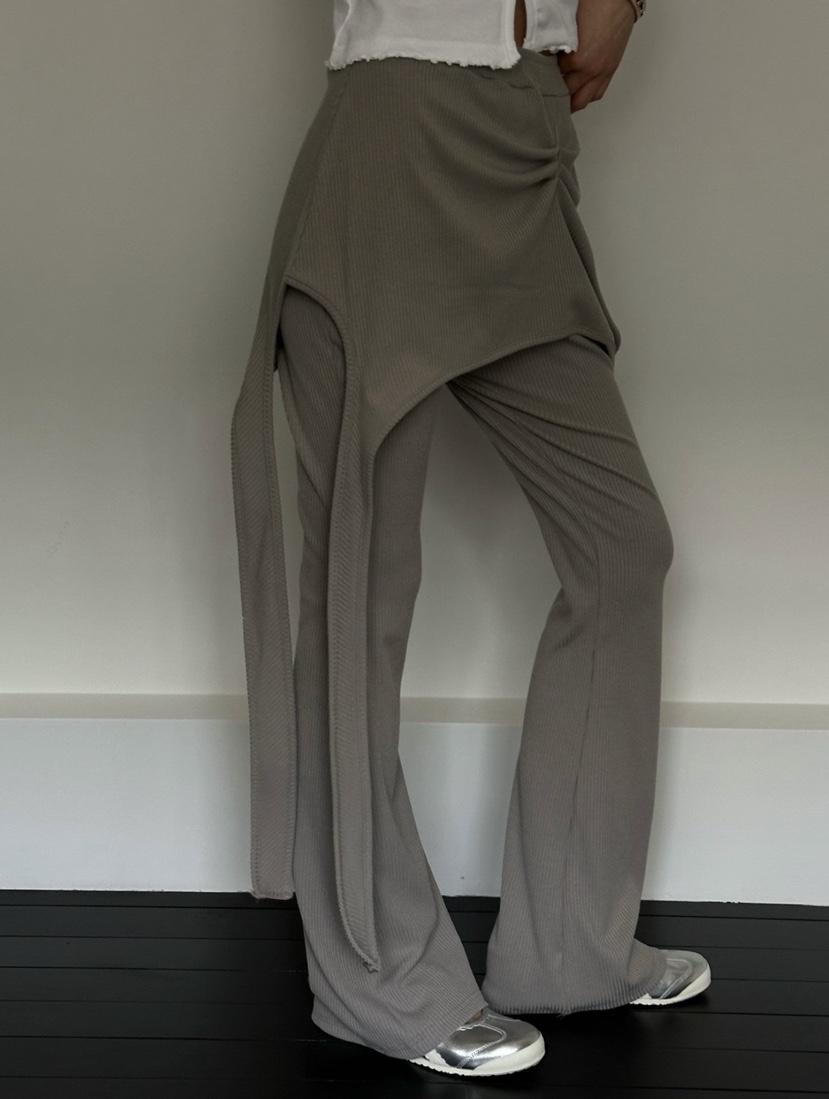 ZEROZERO韓國代購女士新款熱賣推薦人氣職業裙褲不對稱羅紋ZEROZERO裙褲圖色2