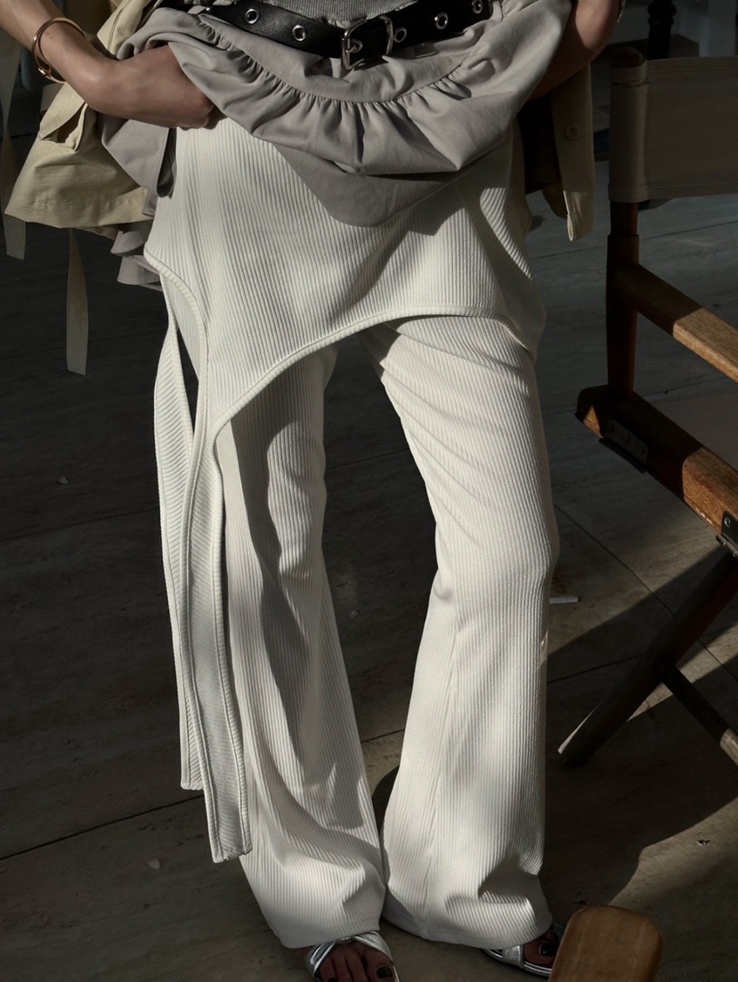 ZEROZERO韓國代購女士新款熱賣推薦人氣職業裙褲不對稱羅紋ZEROZERO裙褲圖色3