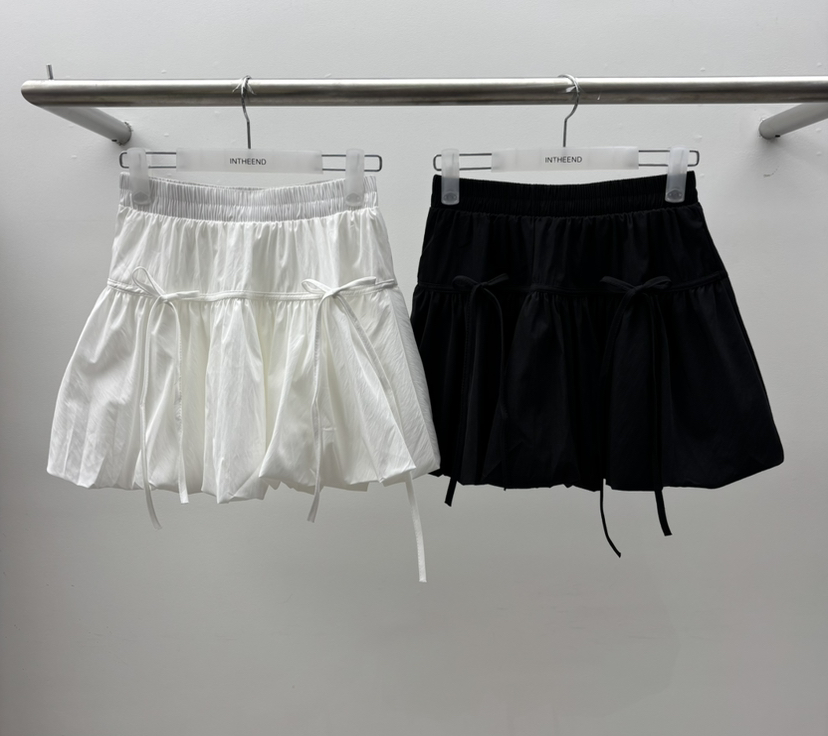 INTHEEND韓國東大門代購女士新品推薦熱賣休閑人氣短裙絲帶INTHEEND短裙