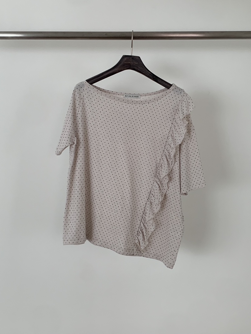 BEFORE SUNRISE韓國東大門代購女士新款職業26春夏T恤荷葉邊BEFORE SUNRISET恤圖色2