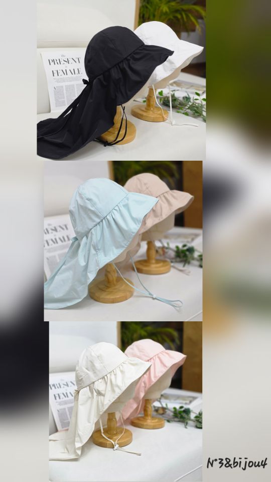 N3韓國東大門代購女士新品人氣休閑時尚帽子漁夫帽褶皺絲帶N3帽子