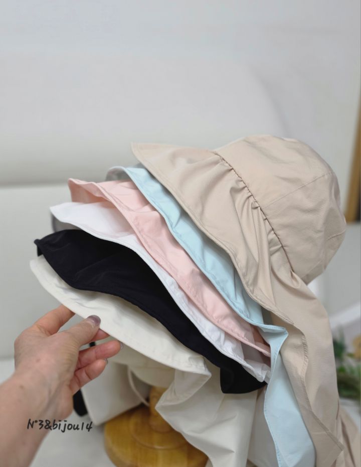 N3韓國東大門代購女士新品人氣休閑時尚帽子漁夫帽褶皺絲帶N3帽子