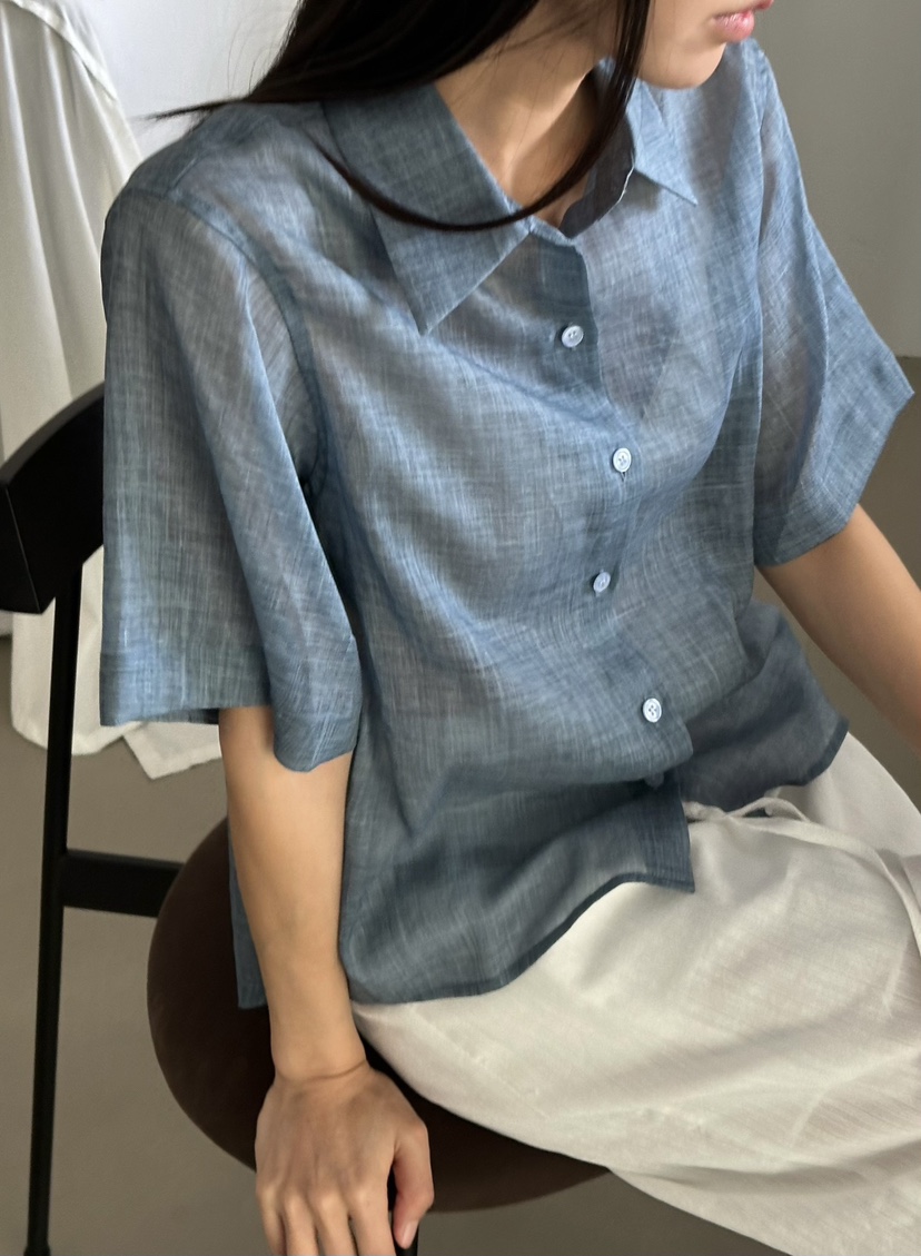 LE VASE韓國直郵實拍女士新品職業人氣襯衫蕾絲衫亞麻布LE VASE襯衫/蕾絲衫