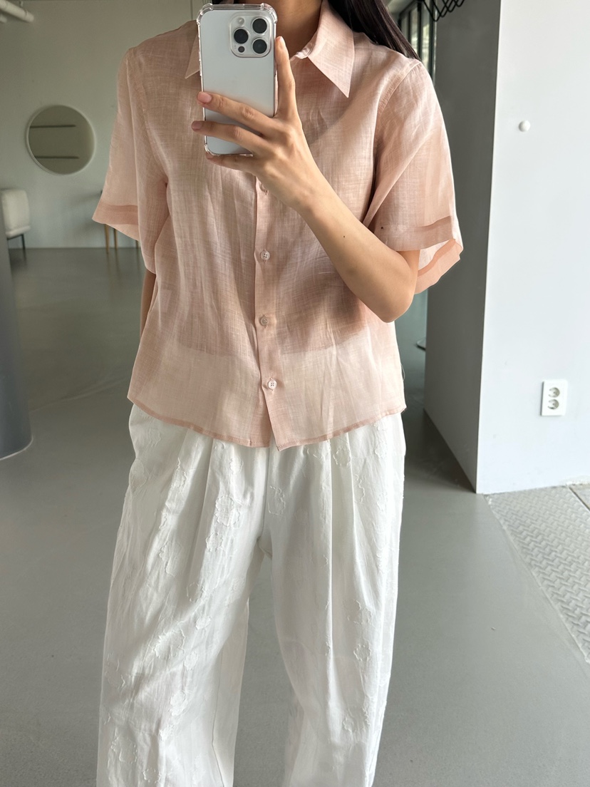 LE VASE韓國直郵實拍女士新品職業人氣襯衫蕾絲衫亞麻布LE VASE襯衫/蕾絲衫