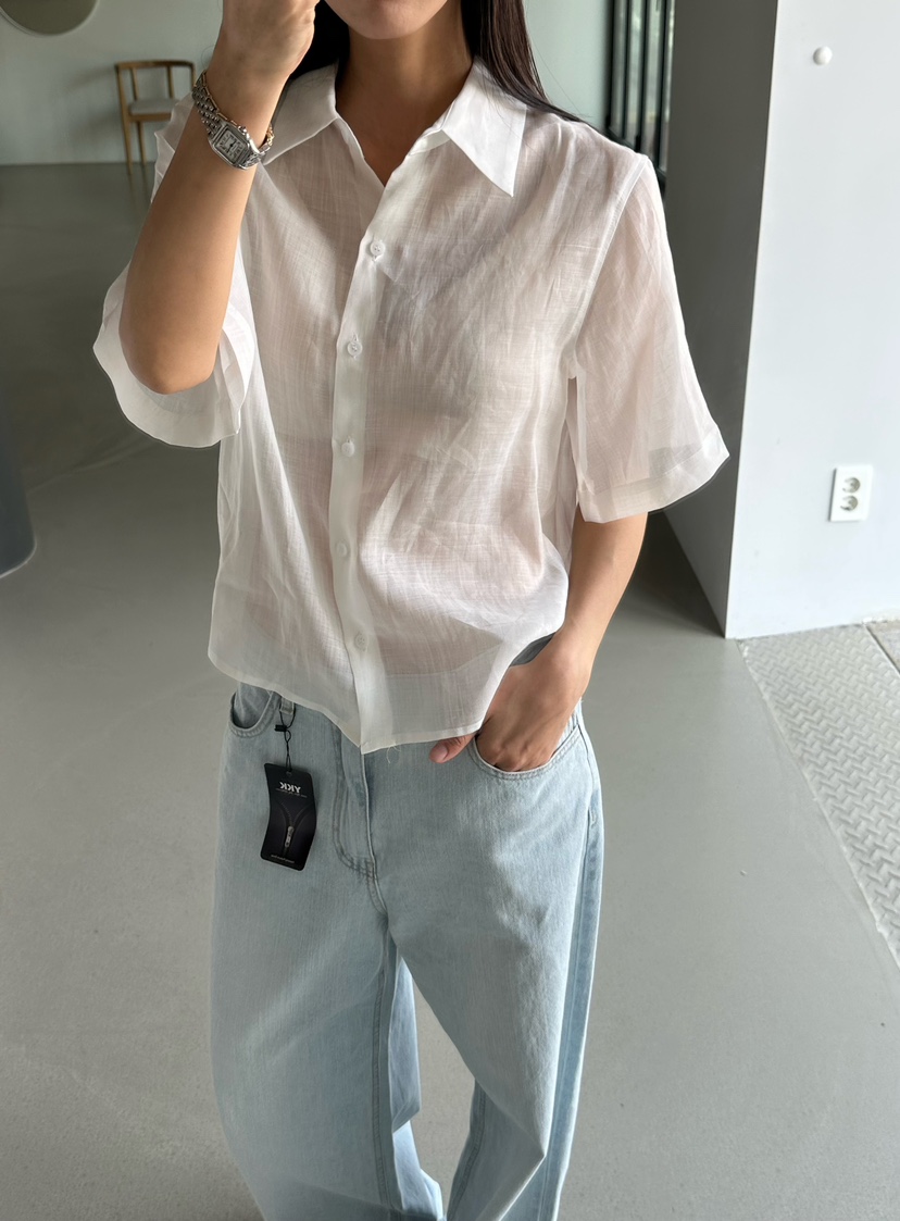 LE VASE韓國直郵實拍女士新品職業人氣襯衫蕾絲衫亞麻布LE VASE襯衫/蕾絲衫