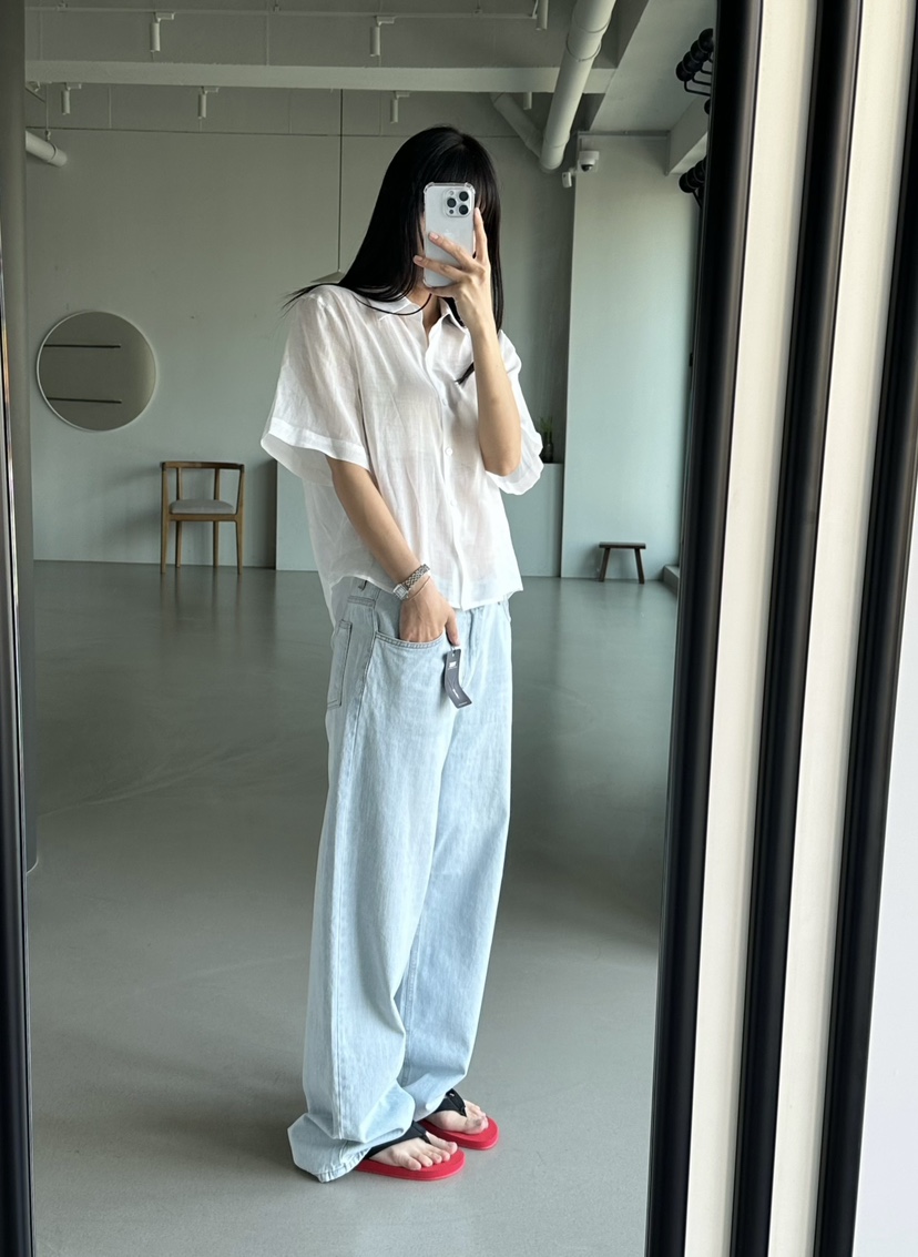 LE VASE韓國直郵實拍女士新品職業人氣襯衫蕾絲衫亞麻布LE VASE襯衫/蕾絲衫