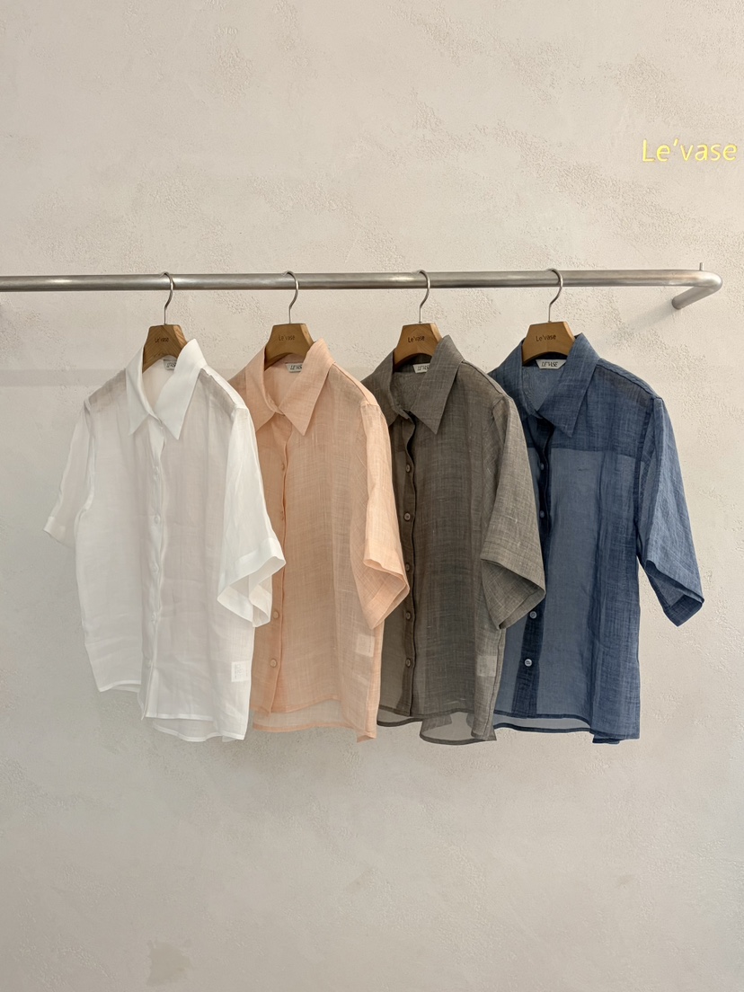 LE VASE韓國直郵實拍女士新品職業人氣襯衫蕾絲衫亞麻布LE VASE襯衫/蕾絲衫