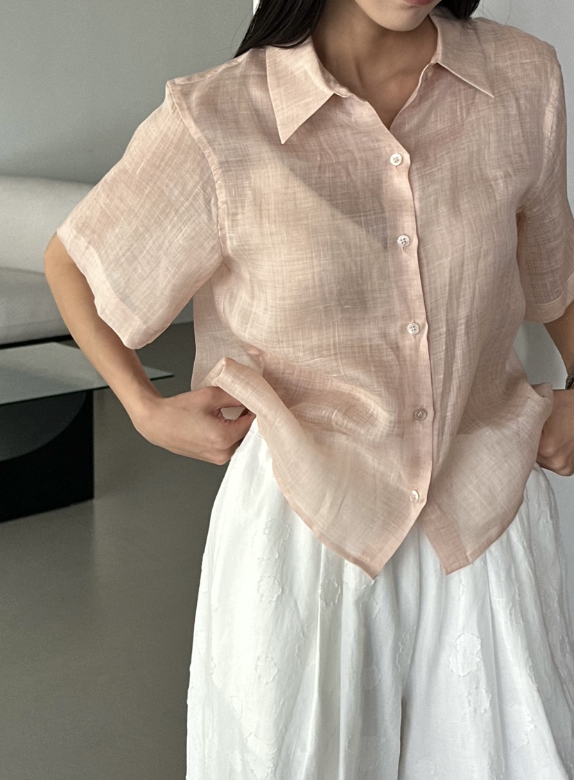 LE VASE韓國直郵實拍女士新品職業人氣襯衫蕾絲衫亞麻布LE VASE襯衫/蕾絲衫圖色3