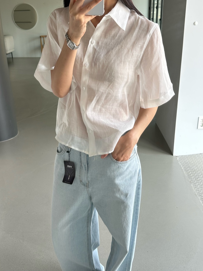 LE VASE韓國直郵實拍女士新品職業人氣襯衫蕾絲衫亞麻布LE VASE襯衫/蕾絲衫圖色4