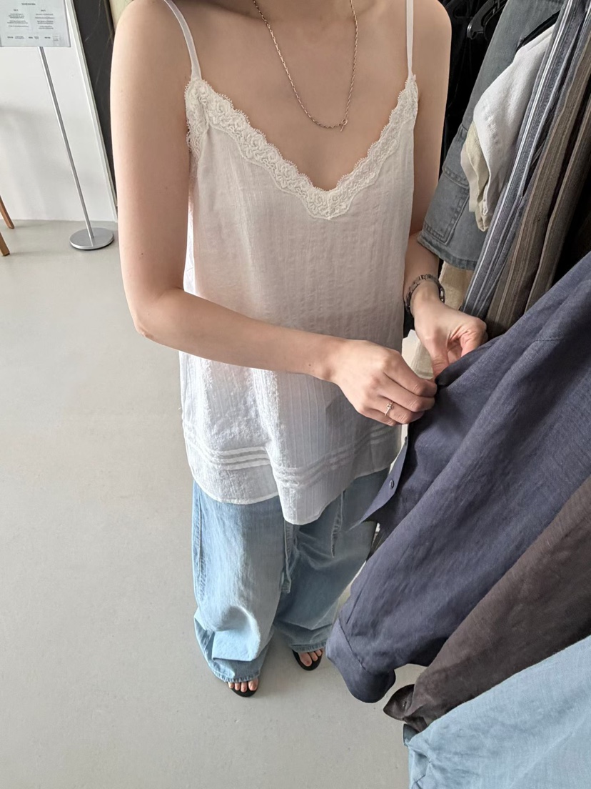 ARKIE/TAF韓國直郵實拍女裝新品熱賣26春夏吊帶背心蕾絲亞麻ARKIE/TAF吊帶/背心