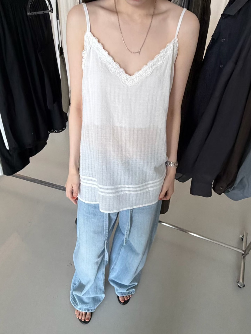 ARKIE/TAF韓國直郵實拍女裝新品熱賣26春夏吊帶背心蕾絲亞麻ARKIE/TAF吊帶/背心
