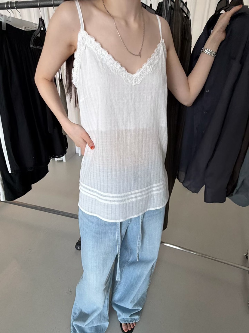 ARKIE/TAF韓國直郵實拍女裝新品熱賣26春夏吊帶背心蕾絲亞麻ARKIE/TAF吊帶/背心