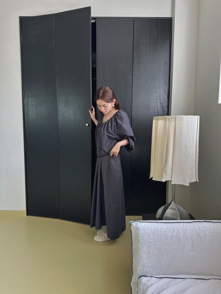 MARE韓國代購女裝新款時尚熱賣職業人氣26春夏連衣裙褶皺MARE連衣裙