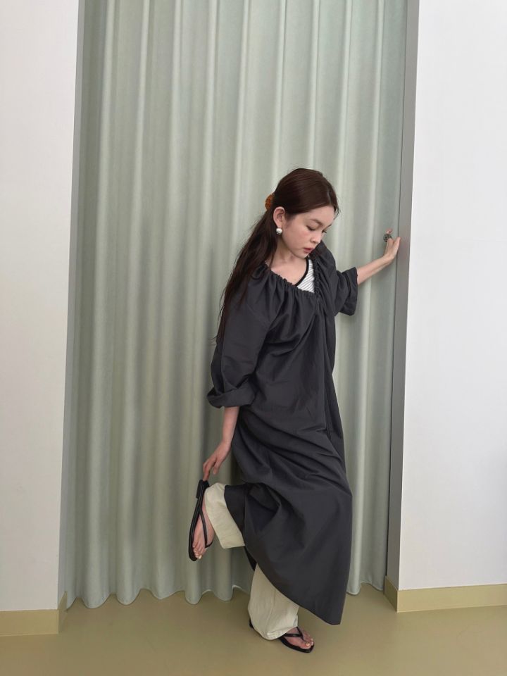 MARE韓國代購女裝新款時尚熱賣職業人氣26春夏連衣裙褶皺MARE連衣裙圖色1