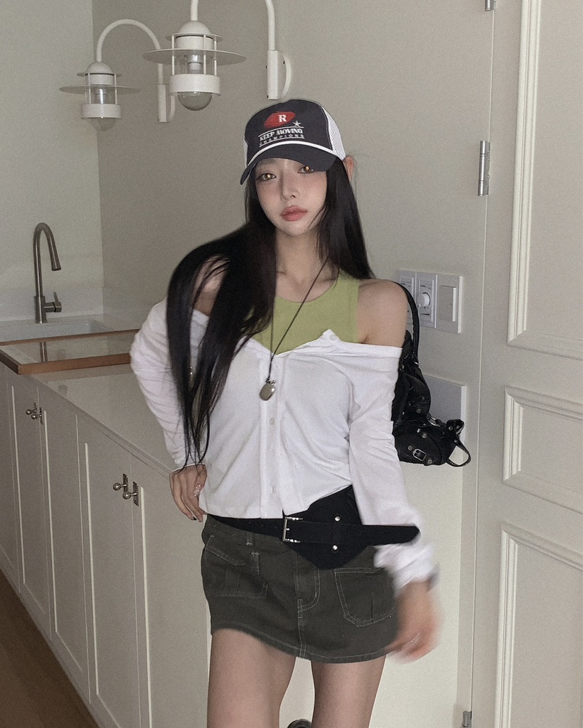 OURWAVE/OUR ROOM韓國直郵女士新品熱賣時尚長袖T恤開衫Our Wave/Our Room長袖T恤