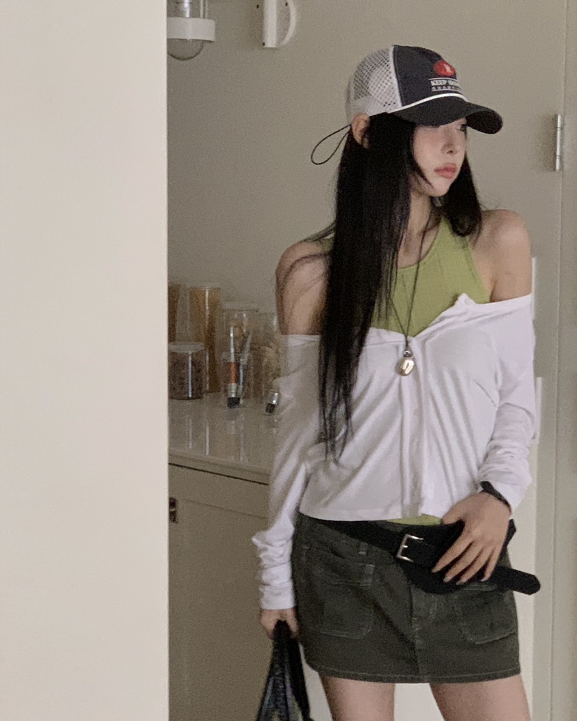 OURWAVE/OUR ROOM韓國直郵女士新品熱賣時尚長袖T恤開衫Our Wave/Our Room長袖T恤