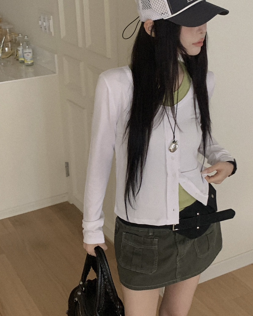 OURWAVE/OUR ROOM韓國直郵女士新品熱賣時尚長袖T恤開衫Our Wave/Our Room長袖T恤