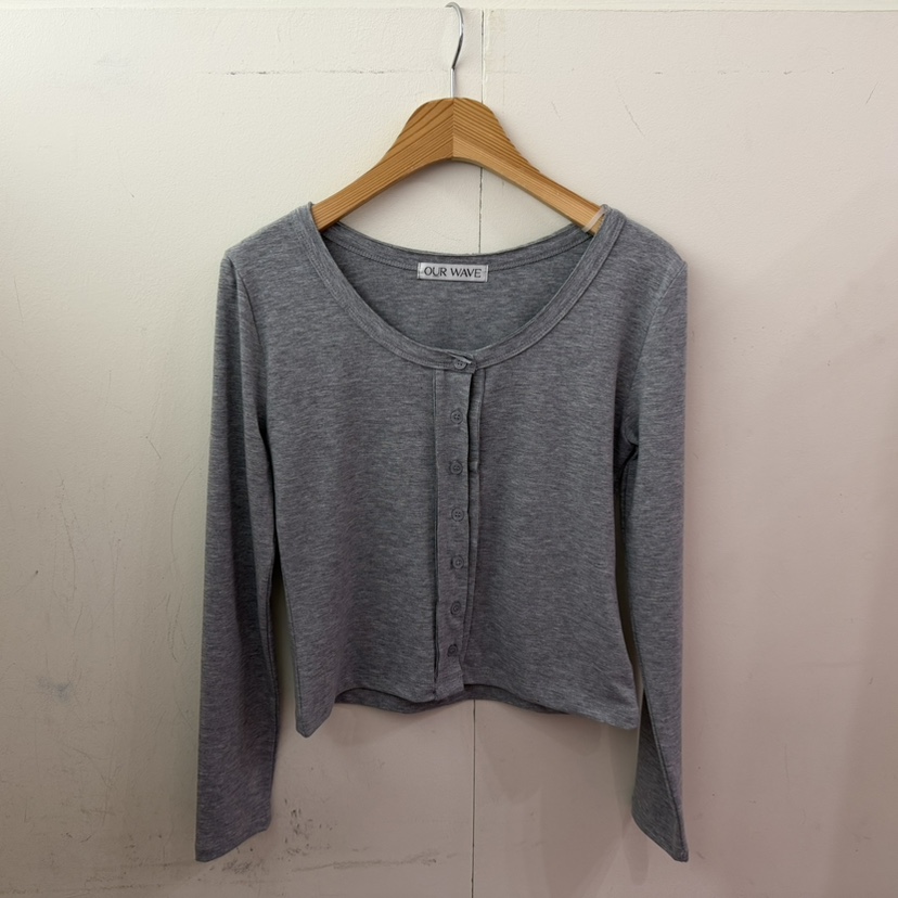 OURWAVE/OUR ROOM韓國直郵女士新品熱賣時尚長袖T恤開衫Our Wave/Our Room長袖T恤圖色2