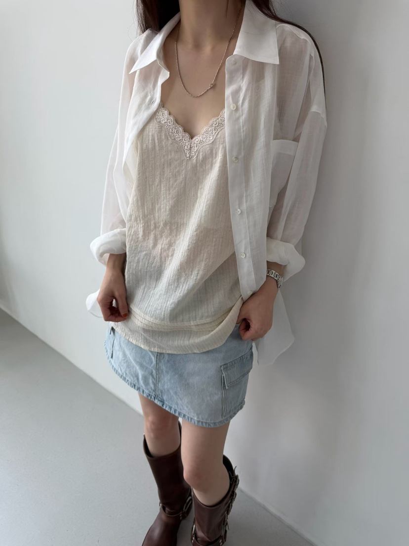 ARKIE/TAF韓國直郵女士新款推薦熱賣人氣襯衫蕾絲衫亞麻布ARKIE/TAF襯衫/蕾絲衫