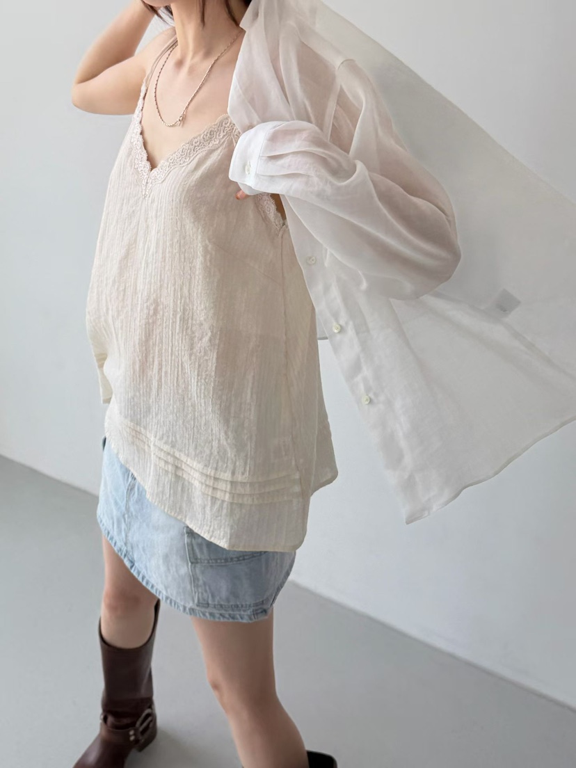 ARKIE/TAF韓國直郵女士新款推薦熱賣人氣襯衫蕾絲衫亞麻布ARKIE/TAF襯衫/蕾絲衫