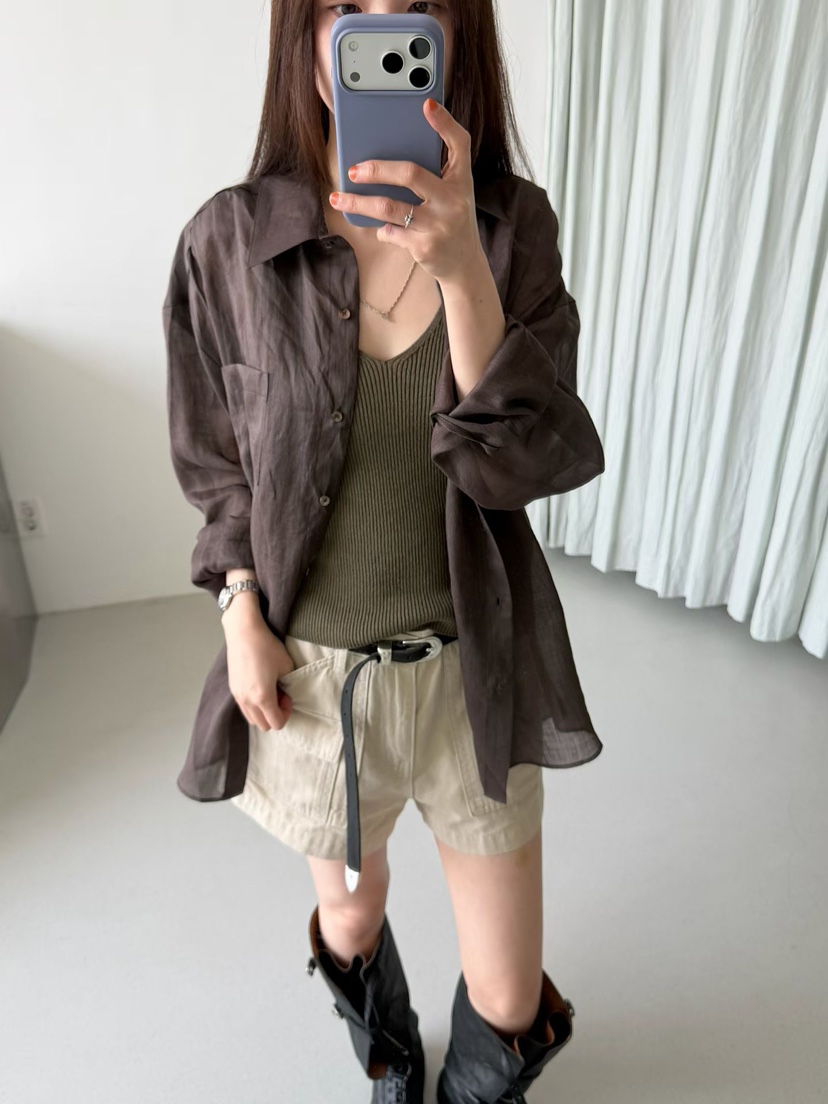 ARKIE/TAF韓國直郵女士新款推薦熱賣人氣襯衫蕾絲衫亞麻布ARKIE/TAF襯衫/蕾絲衫