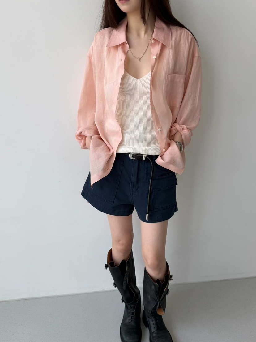 ARKIE/TAF韓國直郵女士新款推薦熱賣人氣襯衫蕾絲衫亞麻布ARKIE/TAF襯衫/蕾絲衫