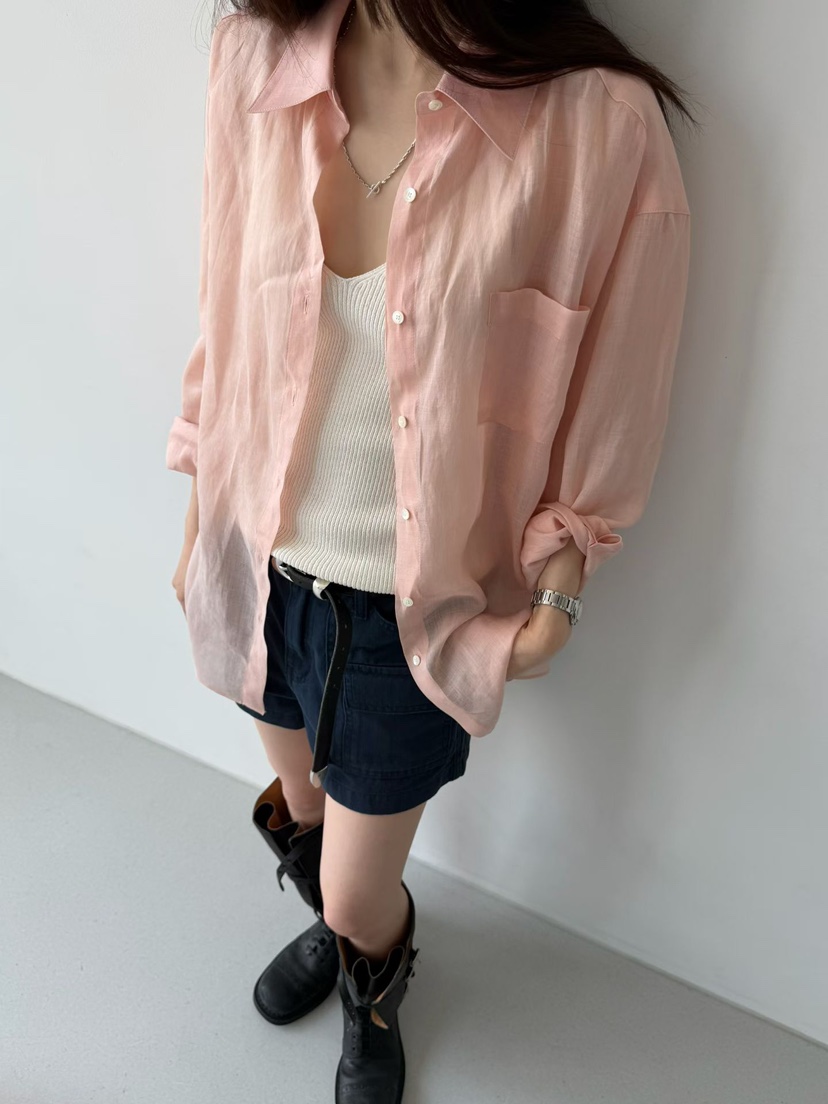 ARKIE/TAF韓國直郵女士新款推薦熱賣人氣襯衫蕾絲衫亞麻布ARKIE/TAF襯衫/蕾絲衫