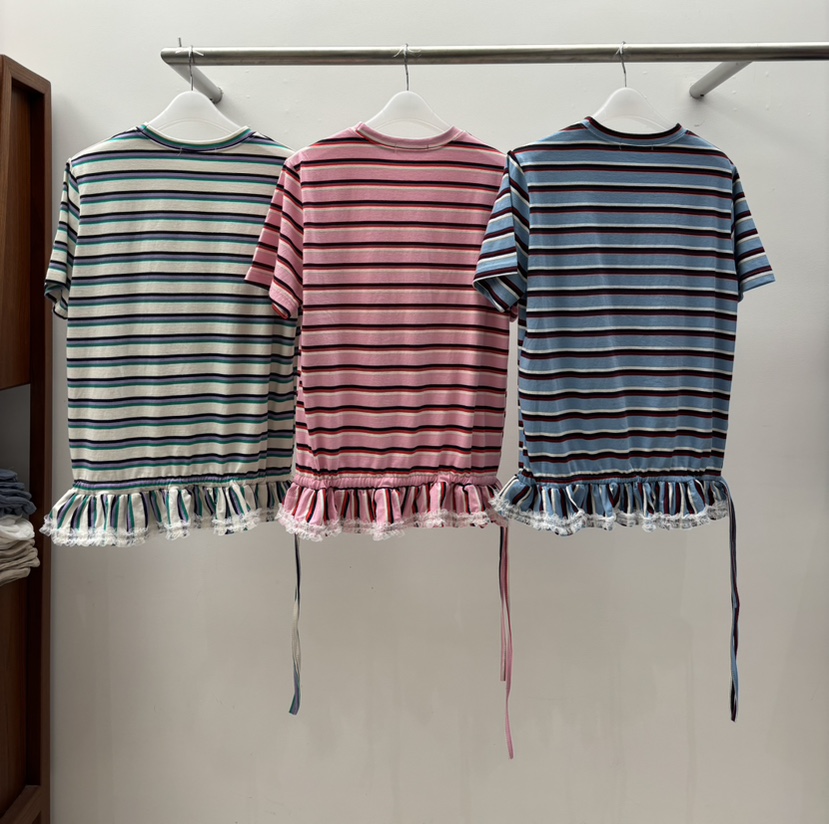 INTHEEND東大門代購女士新款推薦真品休閑職業人氣T恤條紋INTHEENDT恤