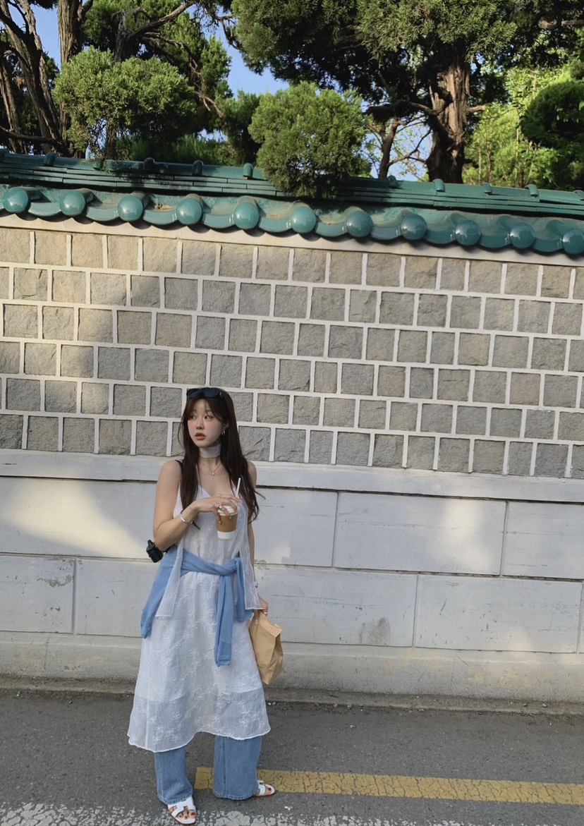 LA CREME東大門代購女裝新品推薦真品休閑人氣連衣裙圍巾LA CREME連衣裙