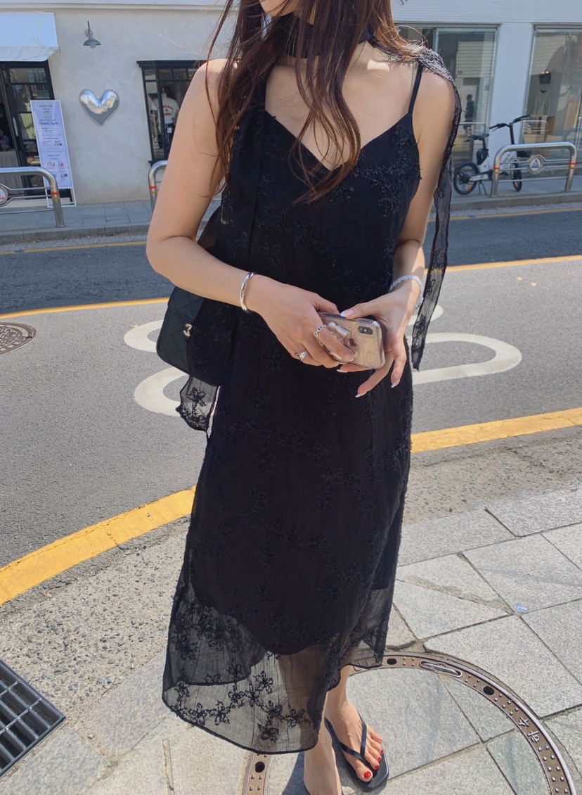 LA CREME東大門代購女裝新品推薦真品休閑人氣連衣裙圍巾LA CREME連衣裙