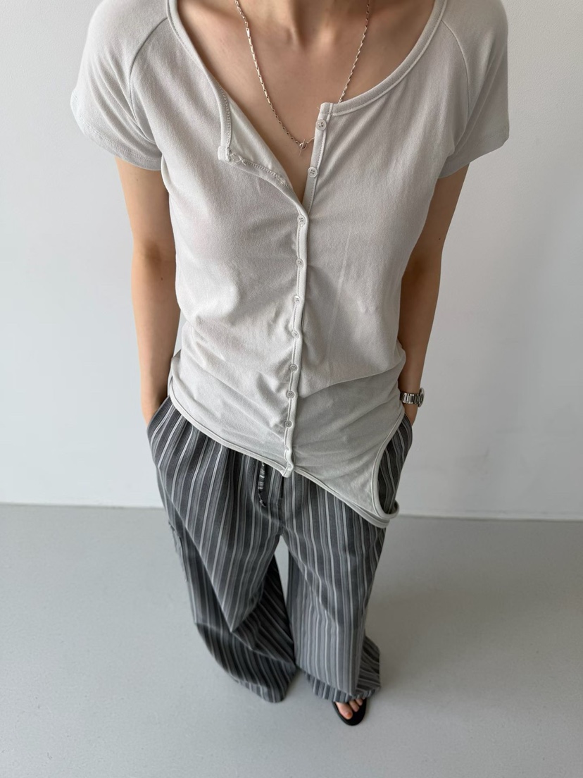 ARKIE/TAF韓國直郵實拍女士新品休閑26春夏T恤不對稱插肩袖ARKIE/TAFT恤